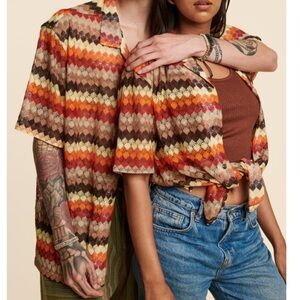 Unisex Chevron Crochet Camp Shirt